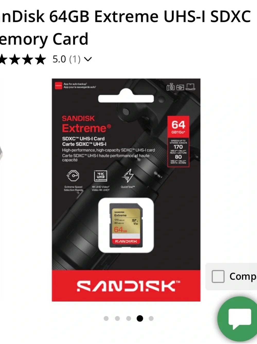 Andis 64GB SDXC Memory Card in Gold and Red